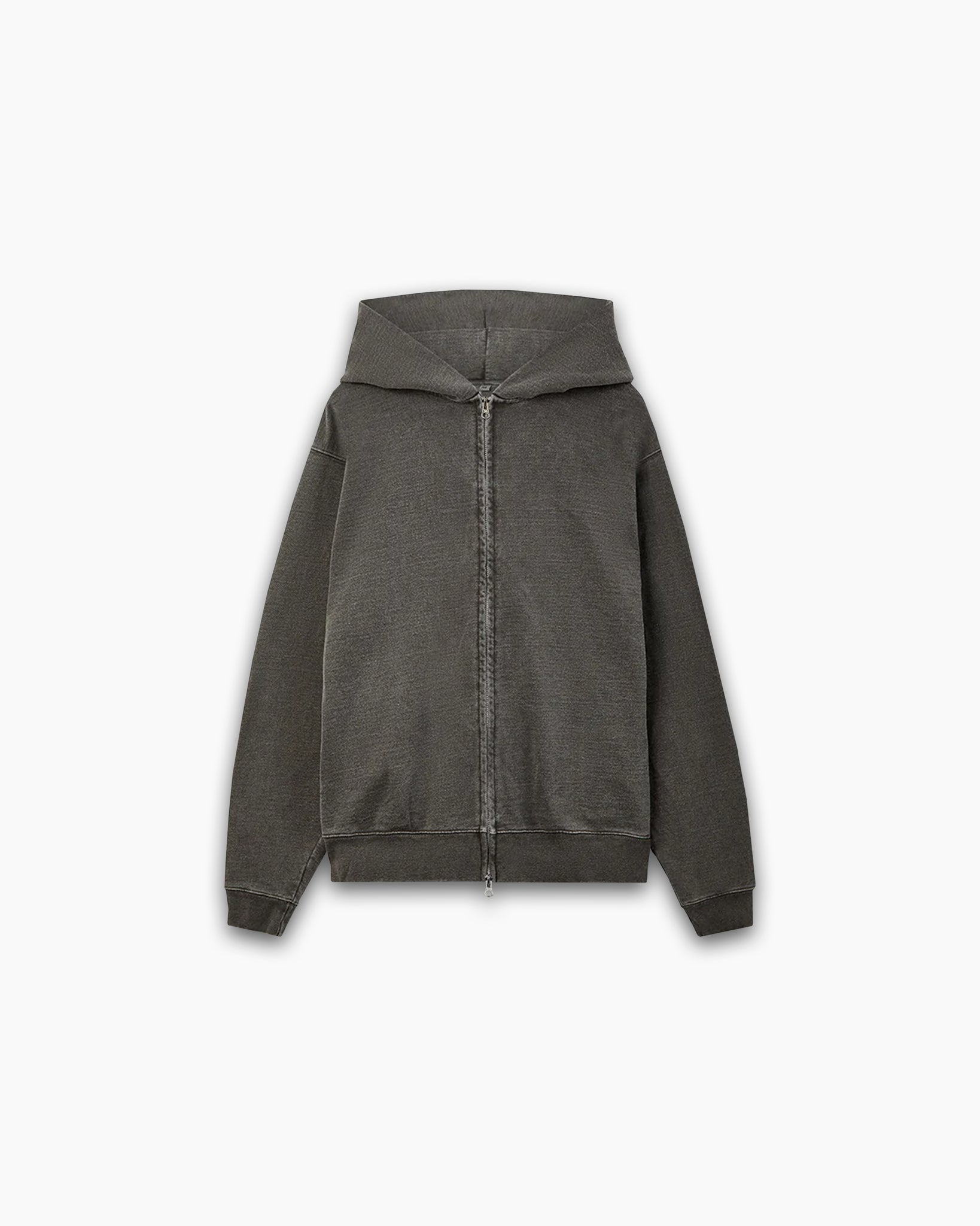 BLANK WASHED ZIP HOODIE - BLACK